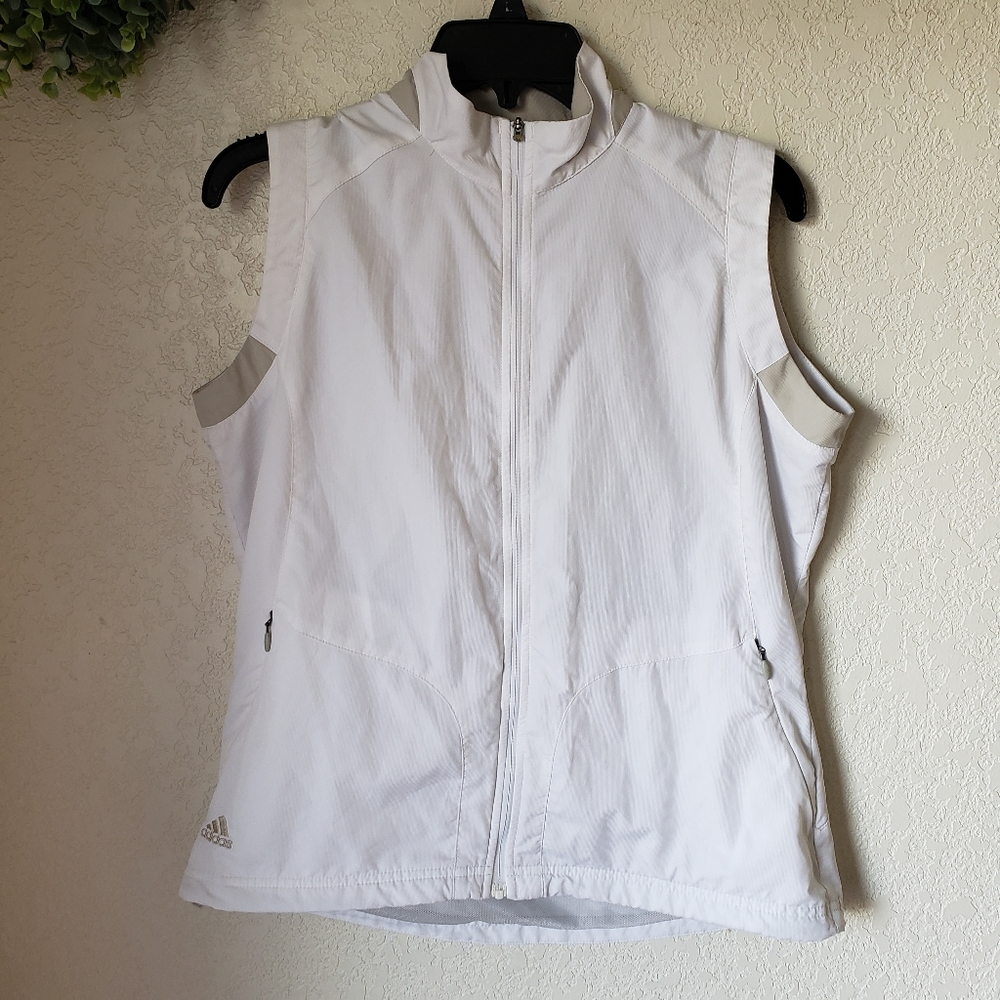 Adidas ClimaProof Wind White Beige Full Zip Vest Size M